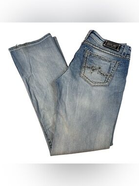 Miss Me Light Blue Denim Jeans with Studded Back Pocket